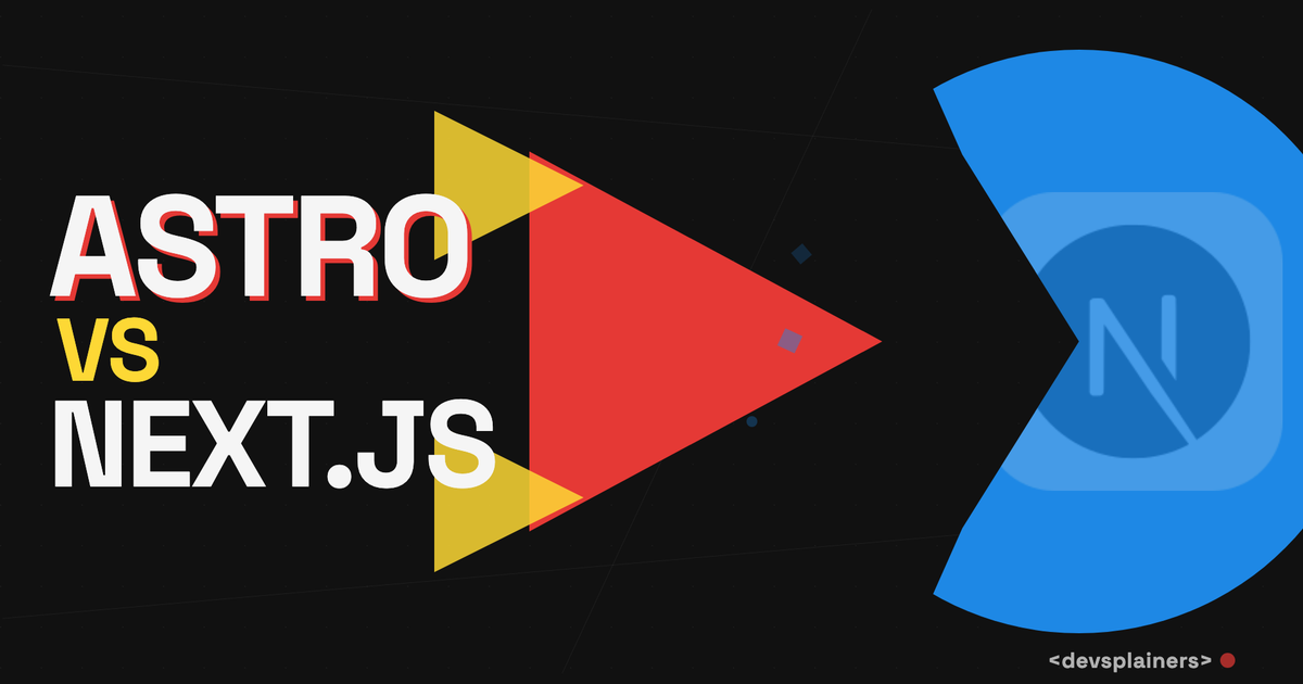 Bauhaus illustration: the words "Astro vs Next.js" with a red play-triangle on the left and the blue Next.js logo on the right, the channel's showdown style.