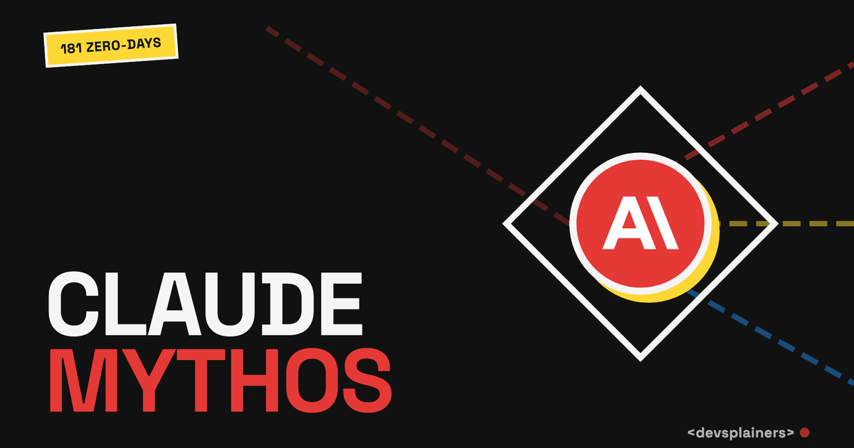 Bauhaus illustration in the channel style: the words CLAUDE MYTHOS in heavy type with a red RESTRICTED stamp and a glasswing butterfly motif, on a dark background.